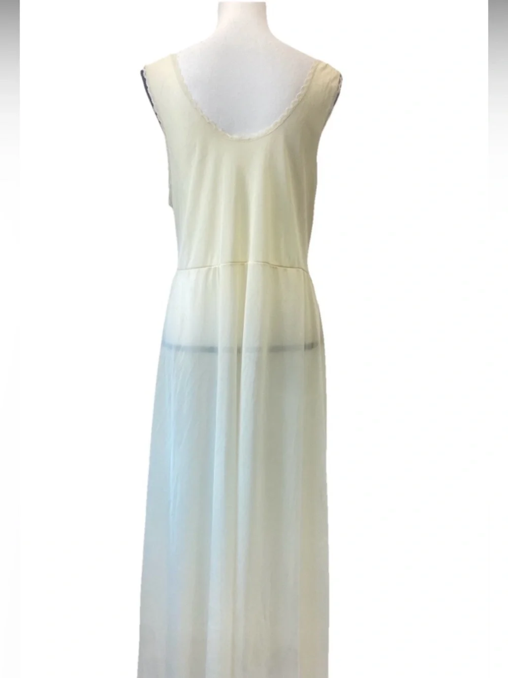 Vintage sheer nylon/chiffon nightgown lingerie Ivory Cream Lace 60s 70s Small - Picture 3 of 16